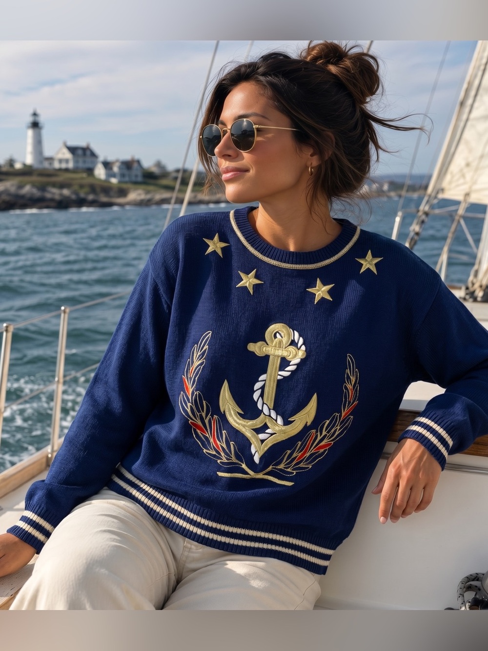 VINTAGE LIZ CLAIBORNE Nautical Anchor Sweater